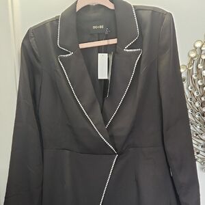 DO+BE Black Dress with Rhinestone Trim